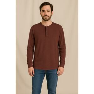 George Thermal Henley Burgundy Shirt Size Large (42-44) NWT